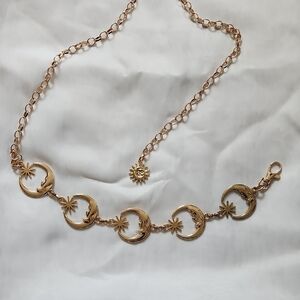 Gold Crescent Moon and Star Necklace